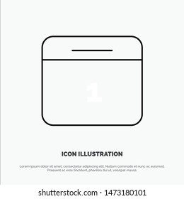 Calendar, Date, Month, Day Line Icon Vector