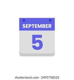 Calendar date month icon flat september vector