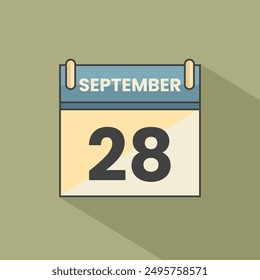 Calendario fecha mes icono plano septiembre Vector