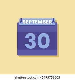 Calendario fecha mes icono plano septiembre Vector