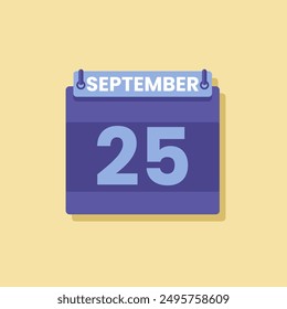 Calendario fecha mes icono plano septiembre Vector