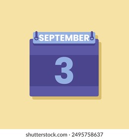 Calendario fecha mes icono plano septiembre Vector