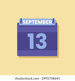 Calendario fecha mes icono plano septiembre Vector