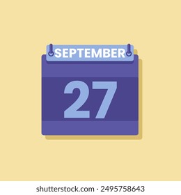 Calendario fecha mes icono plano septiembre Vector