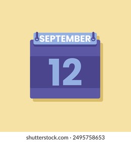 Calendario fecha mes icono plano septiembre Vector