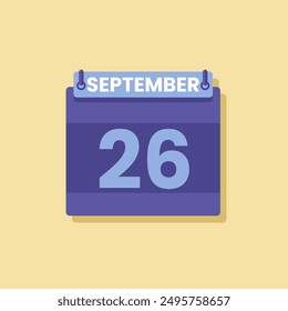 Calendario fecha mes icono plano septiembre Vector