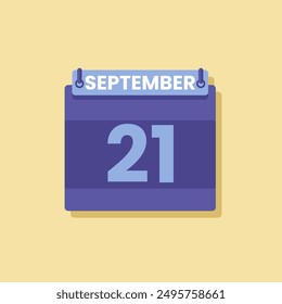 Calendario fecha mes icono plano septiembre Vector