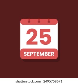 Calendario fecha mes icono plano septiembre Vector