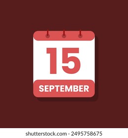 Calendario fecha mes icono plano septiembre Vector