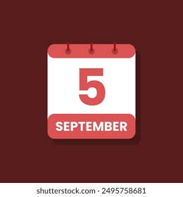 Calendario fecha mes icono plano septiembre Vector