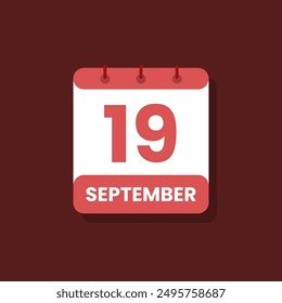 Calendario fecha mes icono plano septiembre Vector