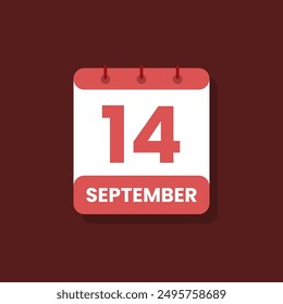 Calendario fecha mes icono plano septiembre Vector