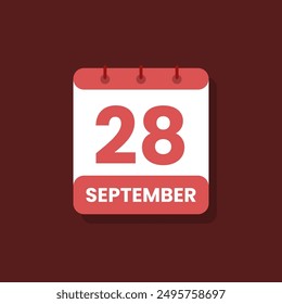 Calendar date month icon flat september vector