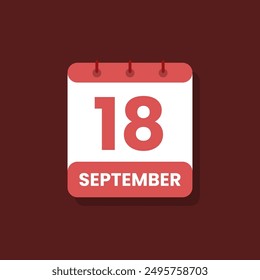 Calendario fecha mes icono plano septiembre Vector