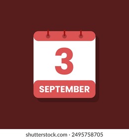 Calendario fecha mes icono plano septiembre Vector