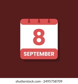 Calendar date month icon flat september vector