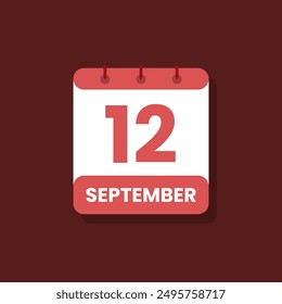 Calendar date month icon flat september vector