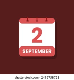 Calendario fecha mes icono plano septiembre Vector