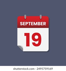 Calendario fecha mes icono plano septiembre Vector