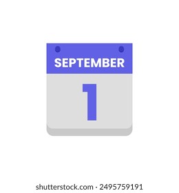 Calendar date month icon flat september vector