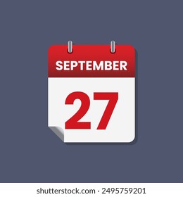 Calendario fecha mes icono plano septiembre Vector