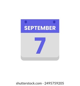 Calendario fecha mes icono plano septiembre Vector
