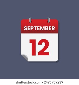 Calendario fecha mes icono plano septiembre Vector