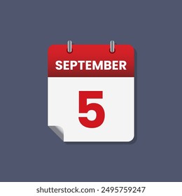 Calendario fecha mes icono plano septiembre Vector