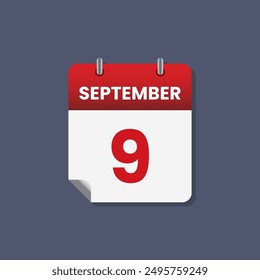 Calendario fecha mes icono plano septiembre Vector