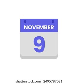 Calendario fecha mes icono plano noviembre Vector