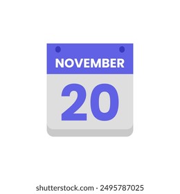 Calendario fecha mes icono plano noviembre Vector