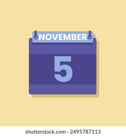 Calendario fecha mes icono plano noviembre Vector