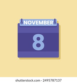 Calendario fecha mes icono plano noviembre Vector