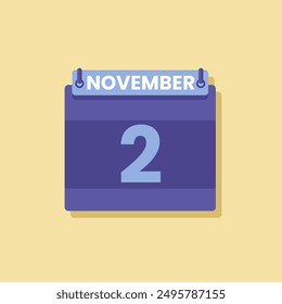 Calendario fecha mes icono plano noviembre Vector