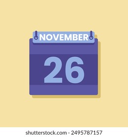 Calendario fecha mes icono plano noviembre Vector