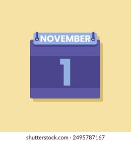 Calendario fecha mes icono plano noviembre Vector