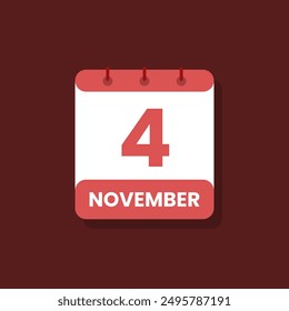 Calendario fecha mes icono plano noviembre Vector