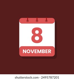 Calendar date month icon flat november vector