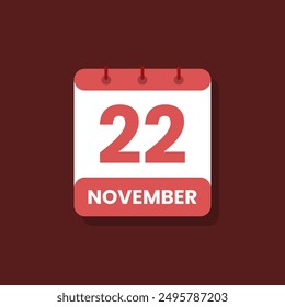 Calendario fecha mes icono plano noviembre Vector