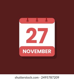 Calendario fecha mes icono plano noviembre Vector