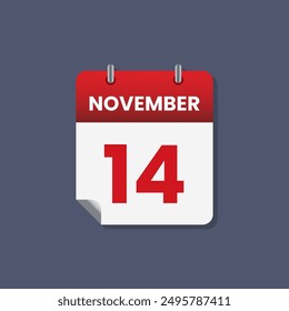 Calendario fecha mes icono plano noviembre Vector