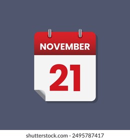 Calendario fecha mes icono plano noviembre Vector