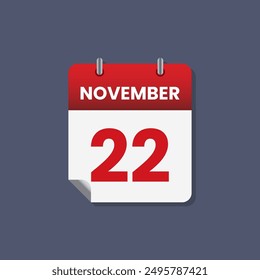 Calendario fecha mes icono plano noviembre Vector