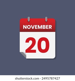 Calendario fecha mes icono plano noviembre Vector