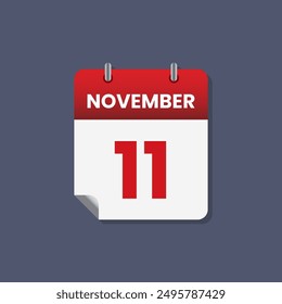 Calendario fecha mes icono plano noviembre Vector