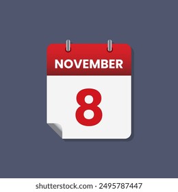 Calendario fecha mes icono plano noviembre Vector