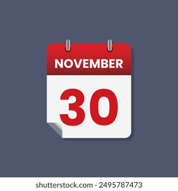 Calendario fecha mes icono plano noviembre Vector