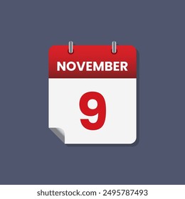 Calendario fecha mes icono plano noviembre Vector