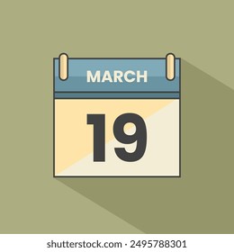 Icono de fecha de calendario de mes Vector de marzo plano