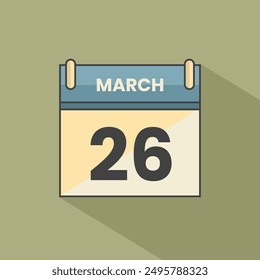 Icono de fecha de calendario de mes Vector de marzo plano